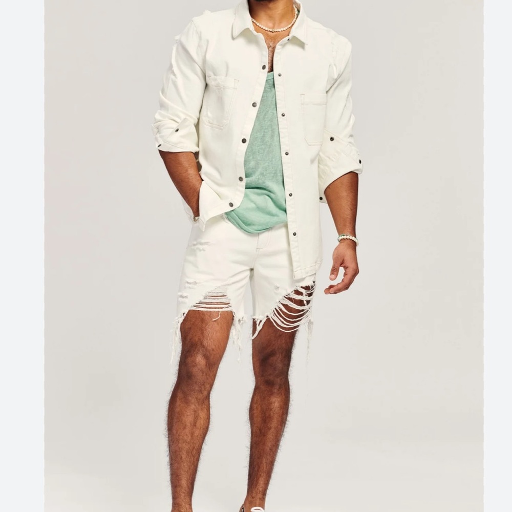 SER O YA Marcus Shirt Jacket Size XXL Long Sleeve Cotton Blend Distressed